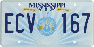 MS license plate ECV167