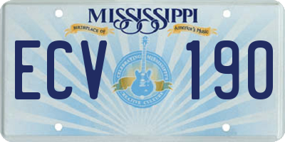 MS license plate ECV190