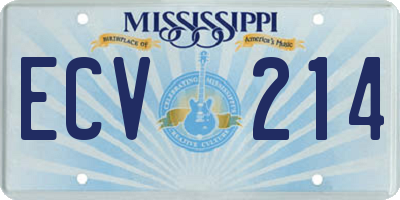 MS license plate ECV214