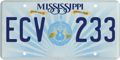 MS license plate ECV233