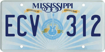 MS license plate ECV312
