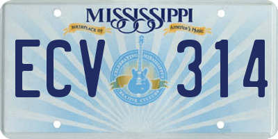 MS license plate ECV314