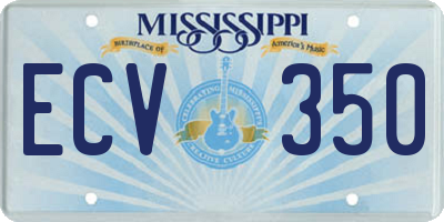 MS license plate ECV350