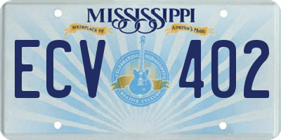 MS license plate ECV402