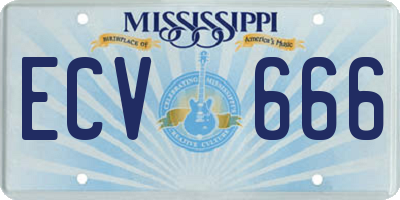 MS license plate ECV666