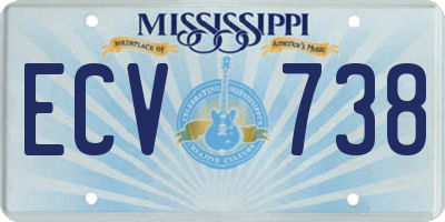 MS license plate ECV738