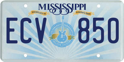 MS license plate ECV850