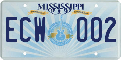 MS license plate ECW002
