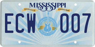MS license plate ECW007