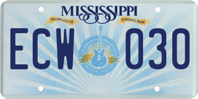 MS license plate ECW030