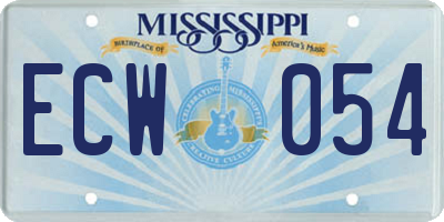 MS license plate ECW054