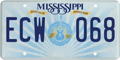 MS license plate ECW068