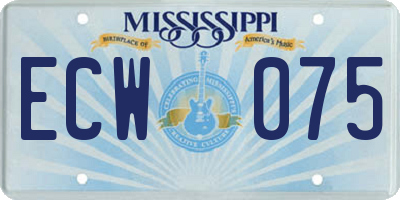 MS license plate ECW075