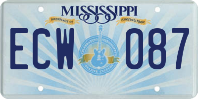 MS license plate ECW087