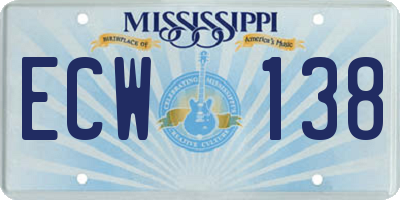 MS license plate ECW138