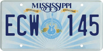 MS license plate ECW145