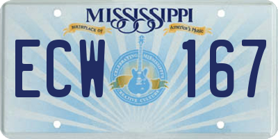 MS license plate ECW167