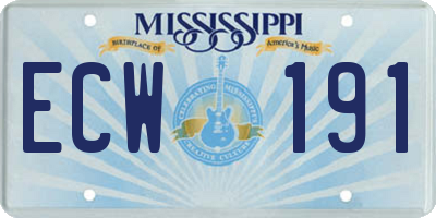 MS license plate ECW191
