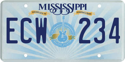 MS license plate ECW234