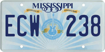 MS license plate ECW238