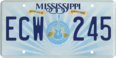 MS license plate ECW245
