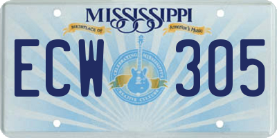 MS license plate ECW305