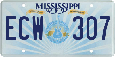 MS license plate ECW307
