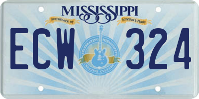 MS license plate ECW324