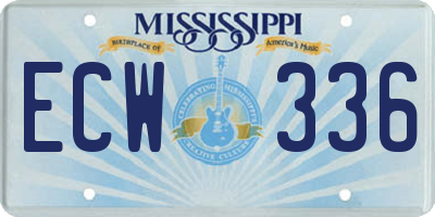 MS license plate ECW336