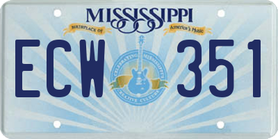MS license plate ECW351