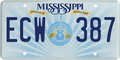 MS license plate ECW387
