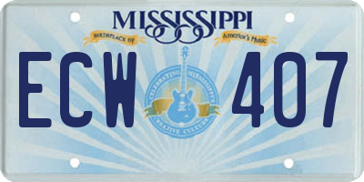 MS license plate ECW407