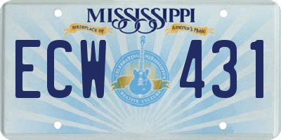 MS license plate ECW431