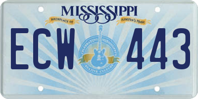 MS license plate ECW443