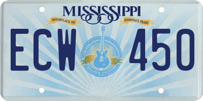 MS license plate ECW450