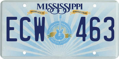 MS license plate ECW463
