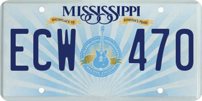MS license plate ECW470