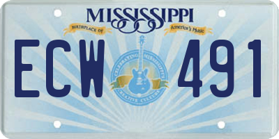 MS license plate ECW491