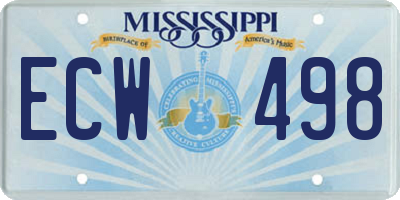 MS license plate ECW498