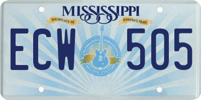 MS license plate ECW505