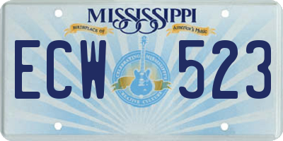 MS license plate ECW523