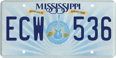 MS license plate ECW536