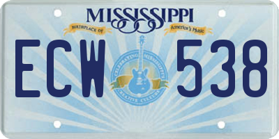 MS license plate ECW538