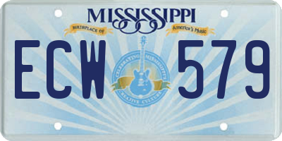 MS license plate ECW579