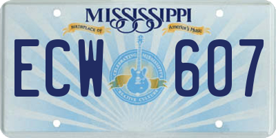 MS license plate ECW607