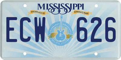 MS license plate ECW626