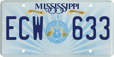 MS license plate ECW633