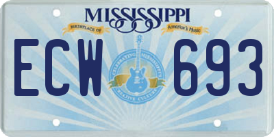 MS license plate ECW693