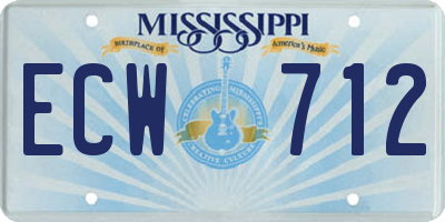 MS license plate ECW712
