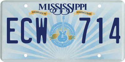 MS license plate ECW714